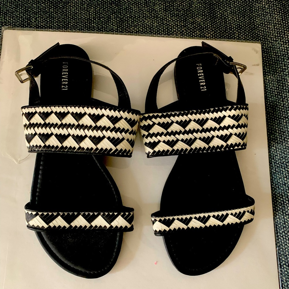 Black and white sandals